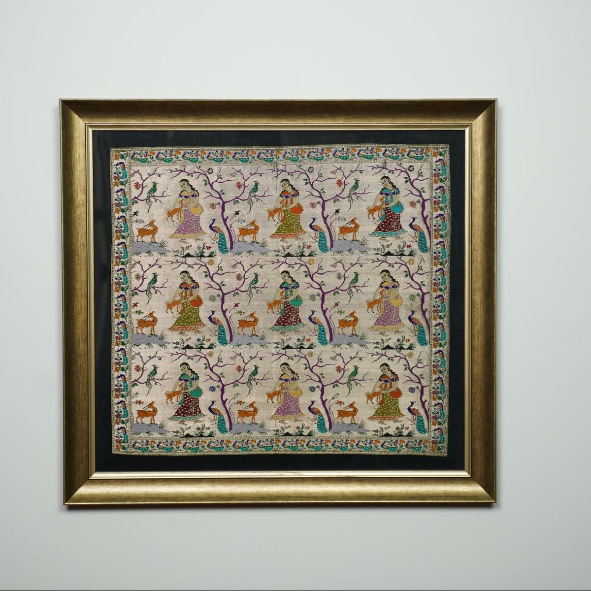 Silk Tapestry 9 Gopi in a frame
