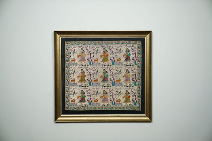 Silk Tapestry 9 Gopi in a frame