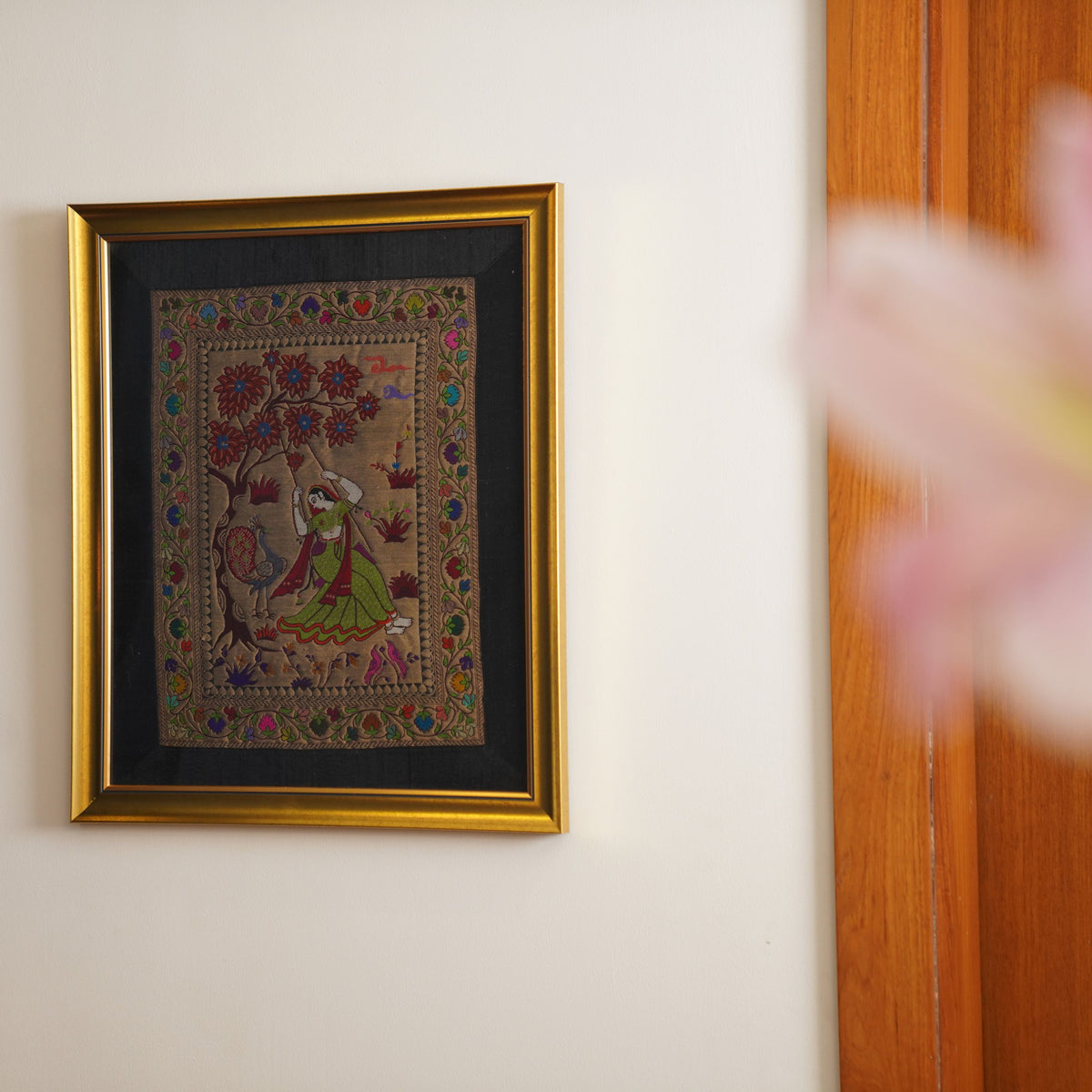 Radha on a Swing Silk Tapestry