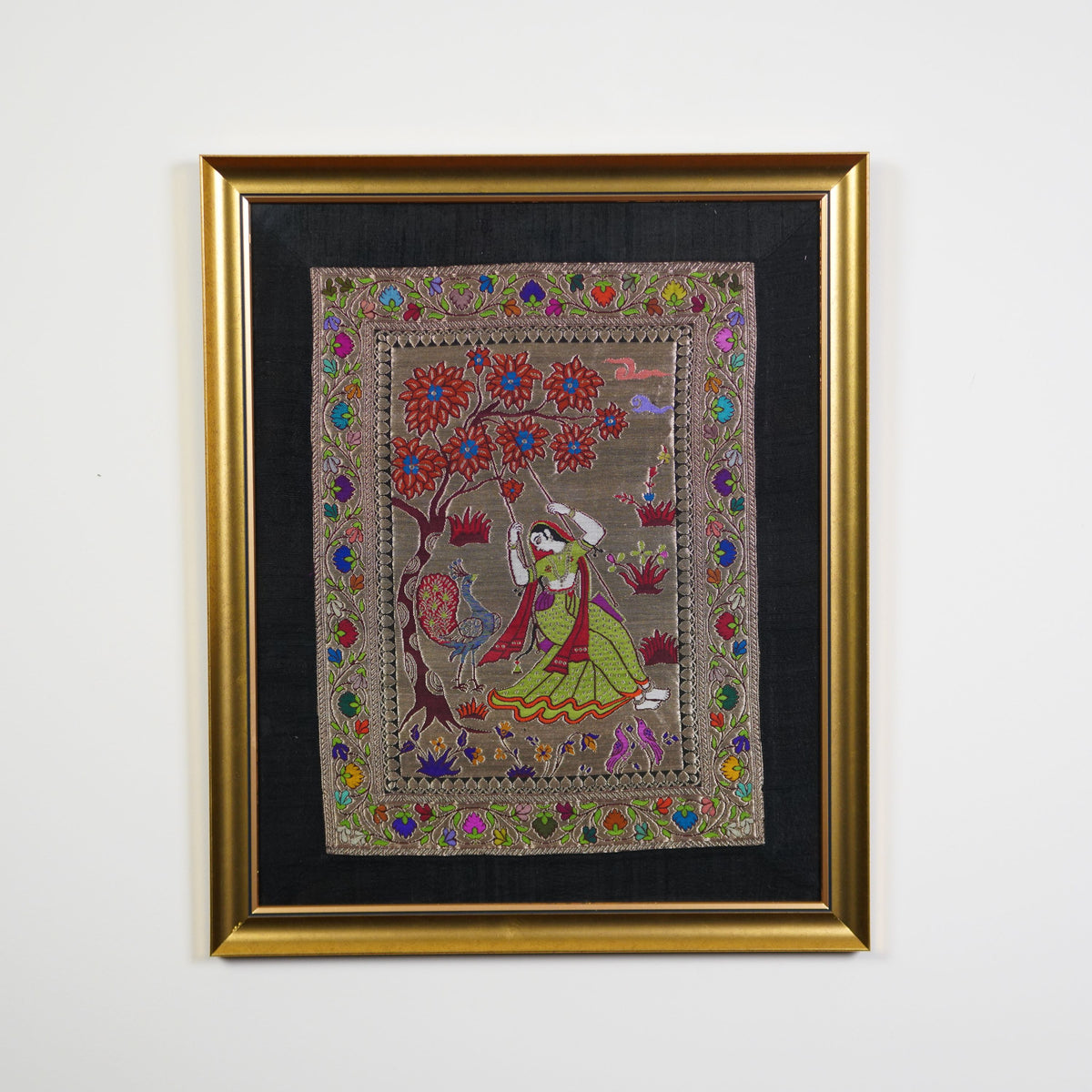 Radha on a Swing Silk Tapestry