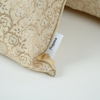 GOLDEN SILK BED SETS / SOFA CUSHIONS - CUSHION COVER | SILK BROCADE| IVORY TRANQUILITY