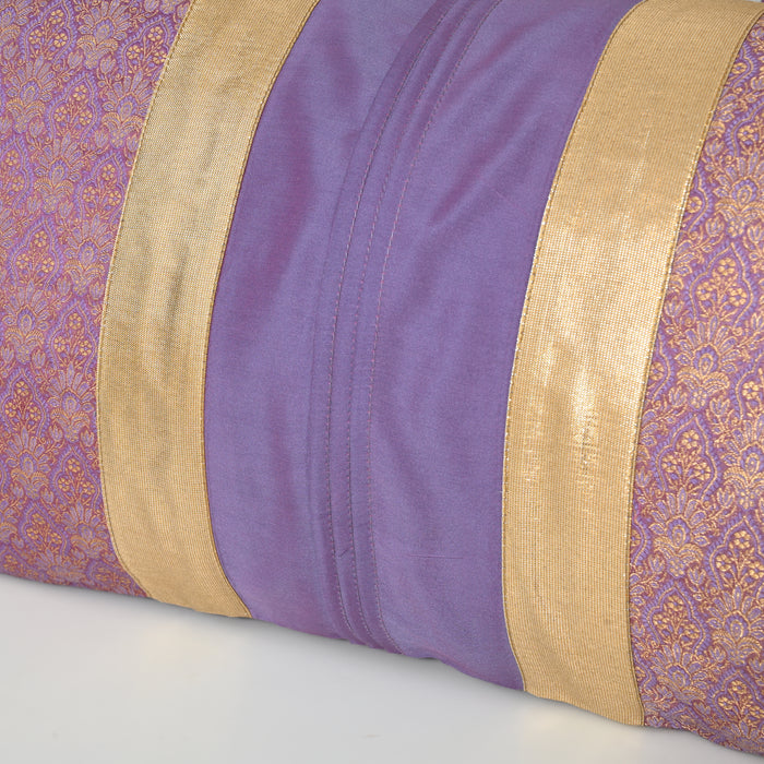 Purple Silk Sukham Brocade Bed Set Cusion Covers