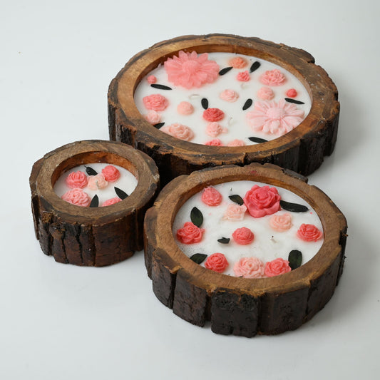 floral candle set of 3