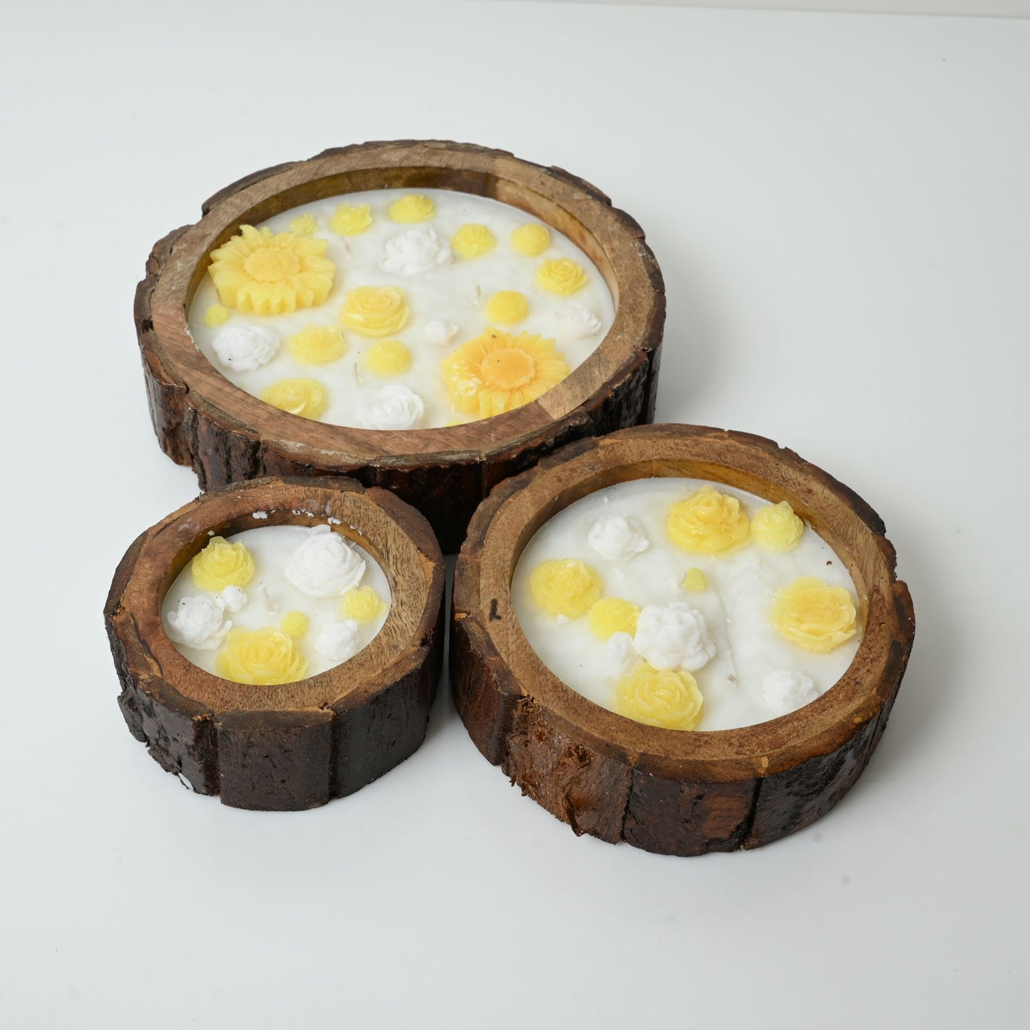 yellow floral candle