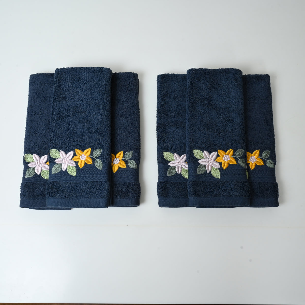 Rose with Butterfly Cotton Hand Towel (Set of 6)