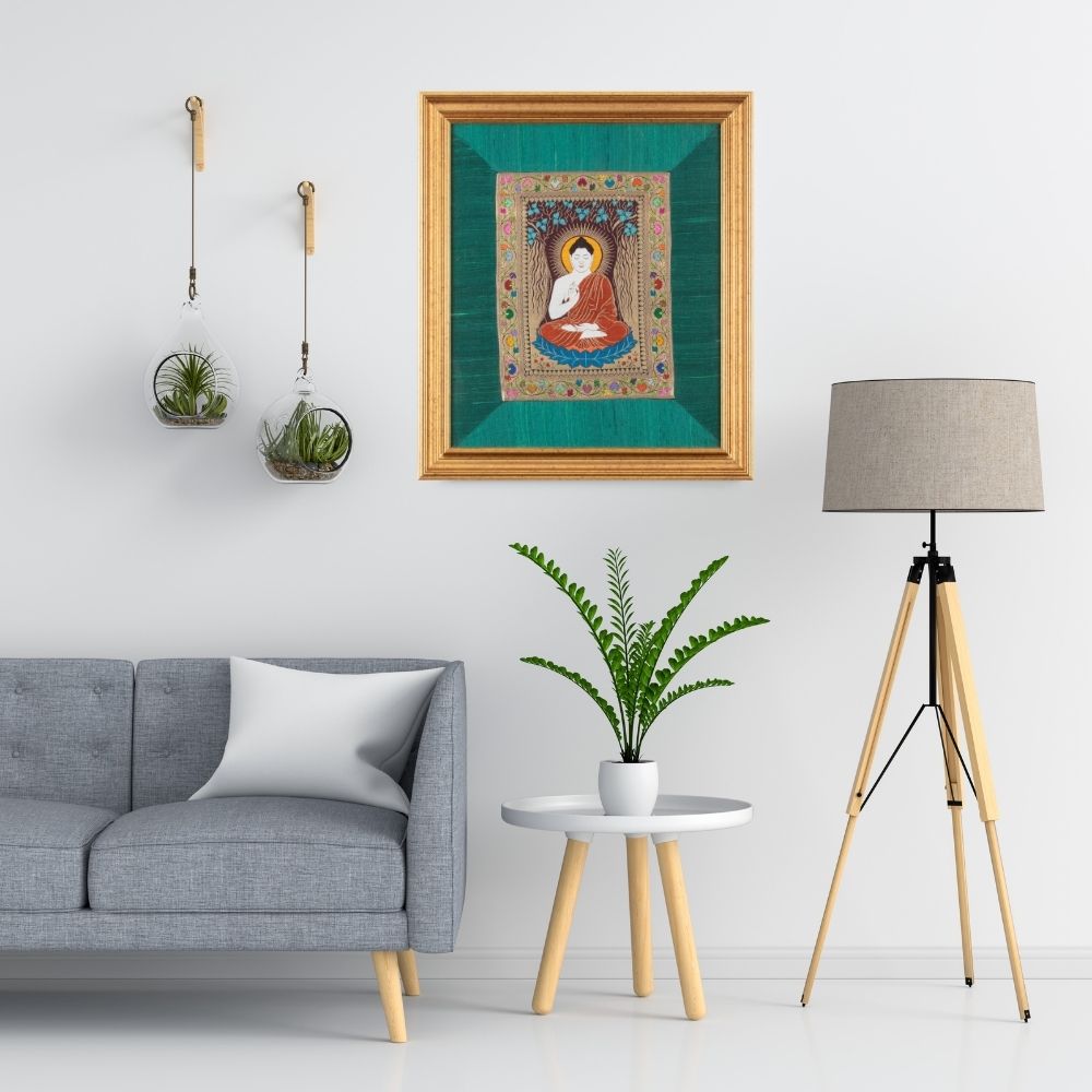 SILK TAPESTRY - BUDDHA ( SMALL  24" X 20 ")