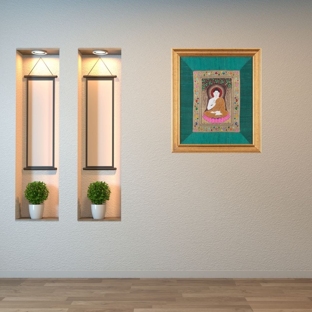 SILK TAPESTRY - BUDDHA ( SMALL  24" X 20 ")