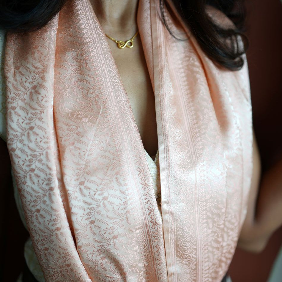 Peach Tanchoi Silk Stole