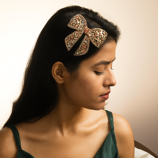 PEACH BLUSH BOW HAIRCLIP