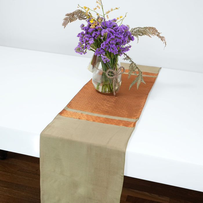 Handcrafted Silk Table Runner Warm Beige Elegant Dining & Festive Décor