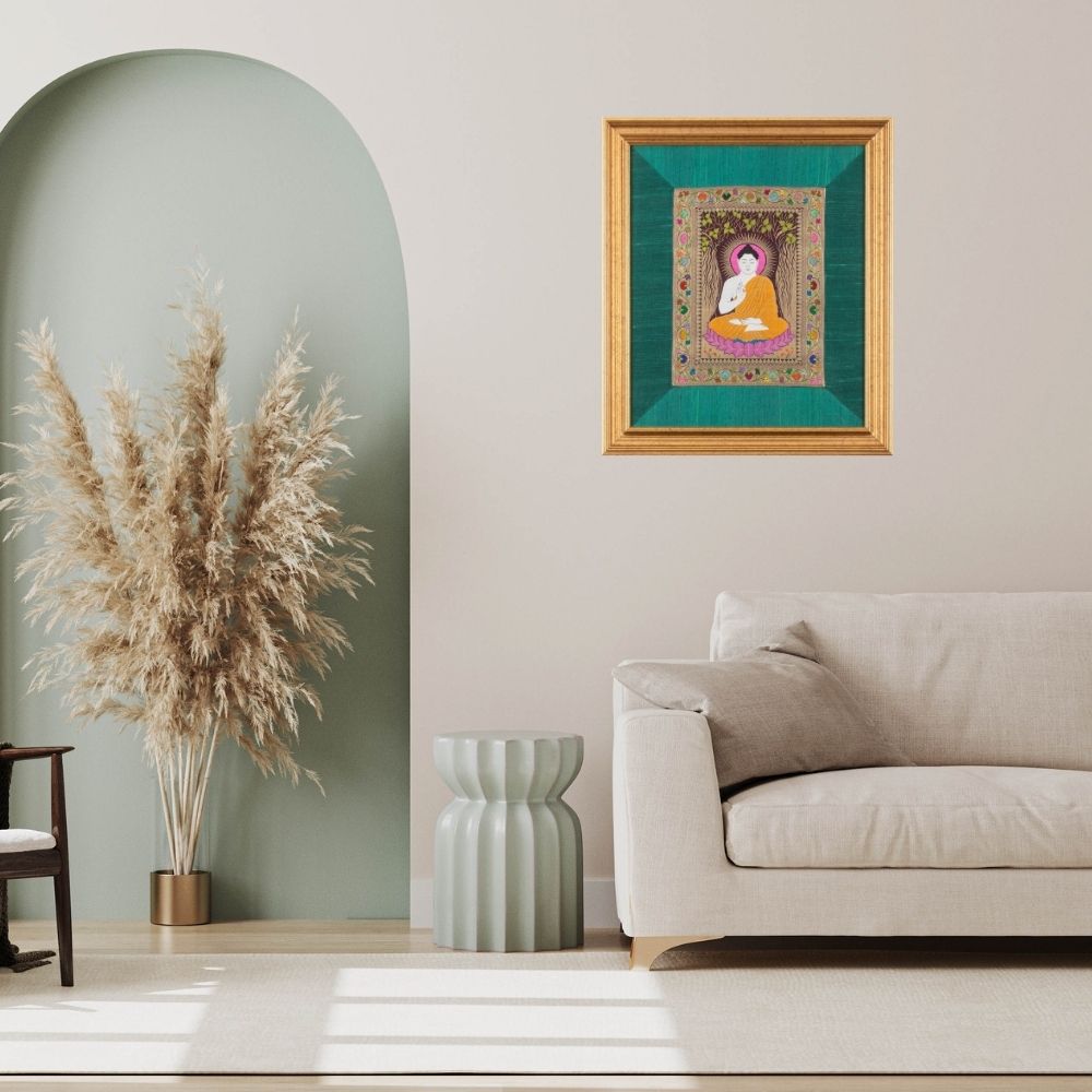 SILK TAPESTRY - BUDDHA ( SMALL  24" X 20 ")