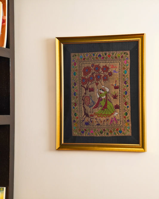 SILK TAPESTRY - RADHA ON A SWING