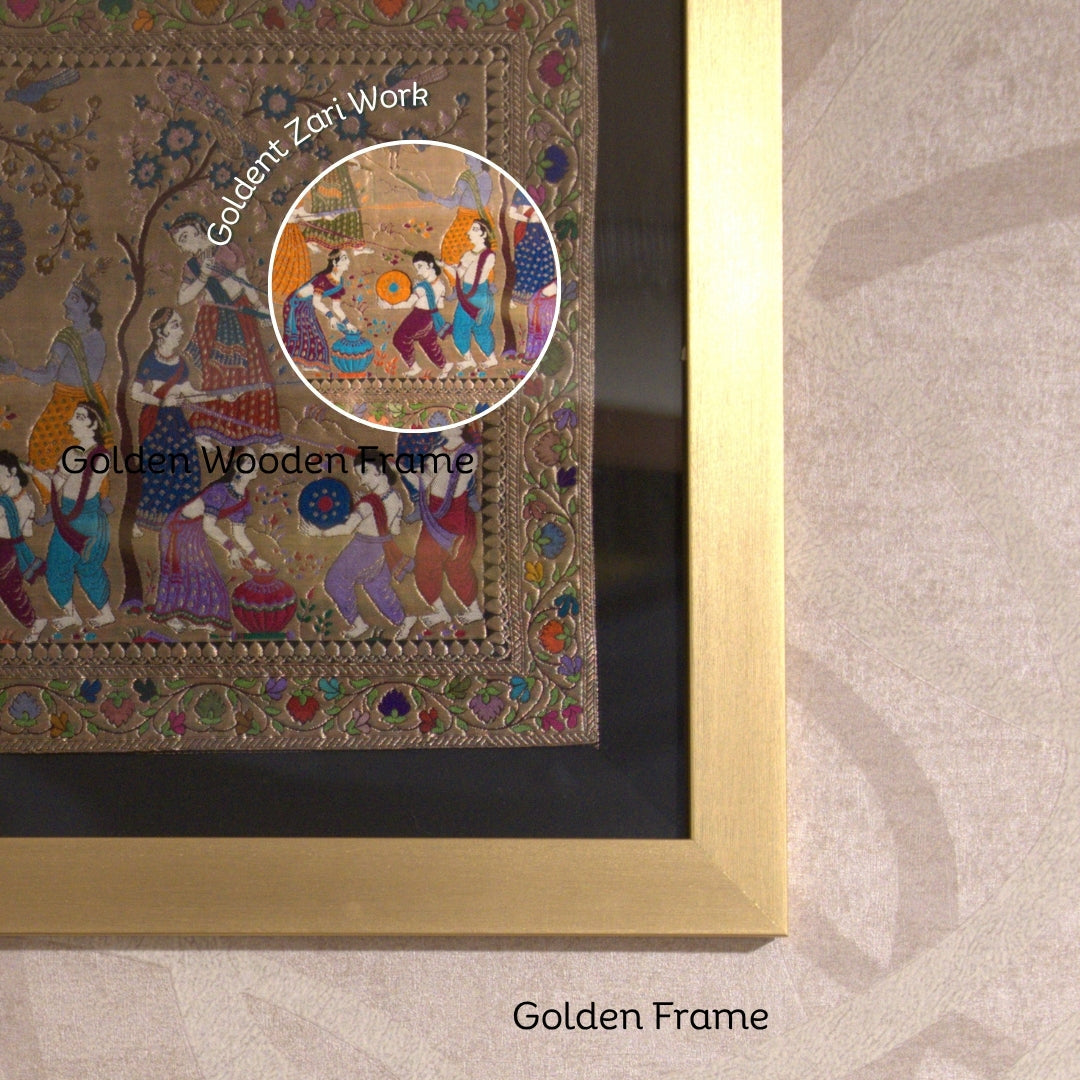Holi in Vrindavan Silk Tapestry
