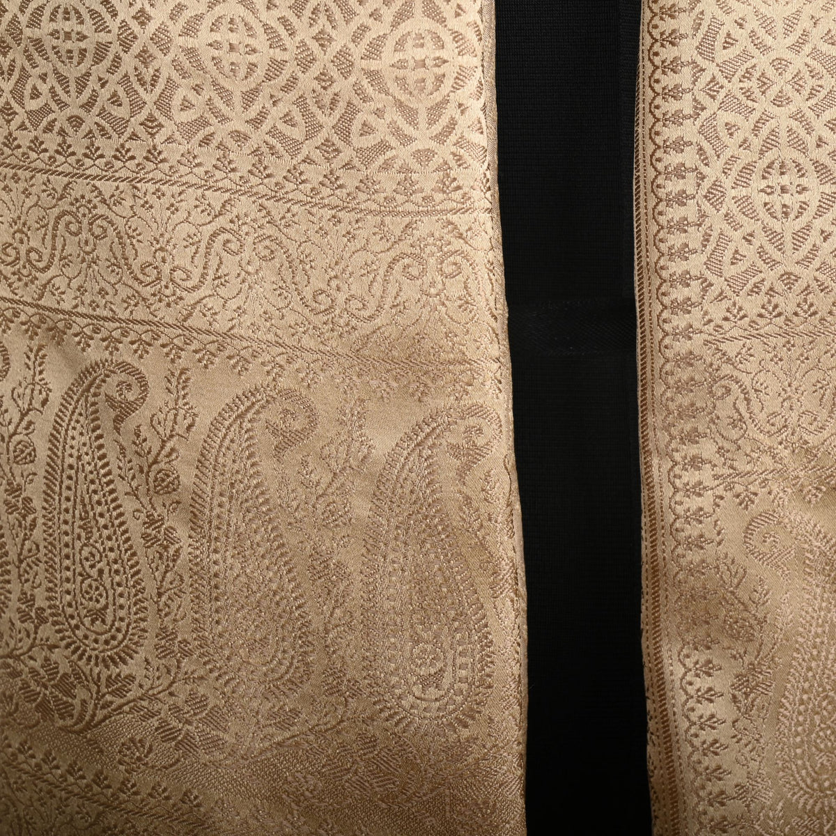 Ivory Brown Mist Leaf Design Silk Stole