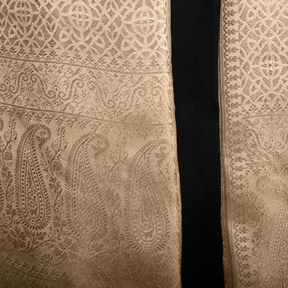SILK STOLE - IVORY BROWN MIST LEAF DESIGN