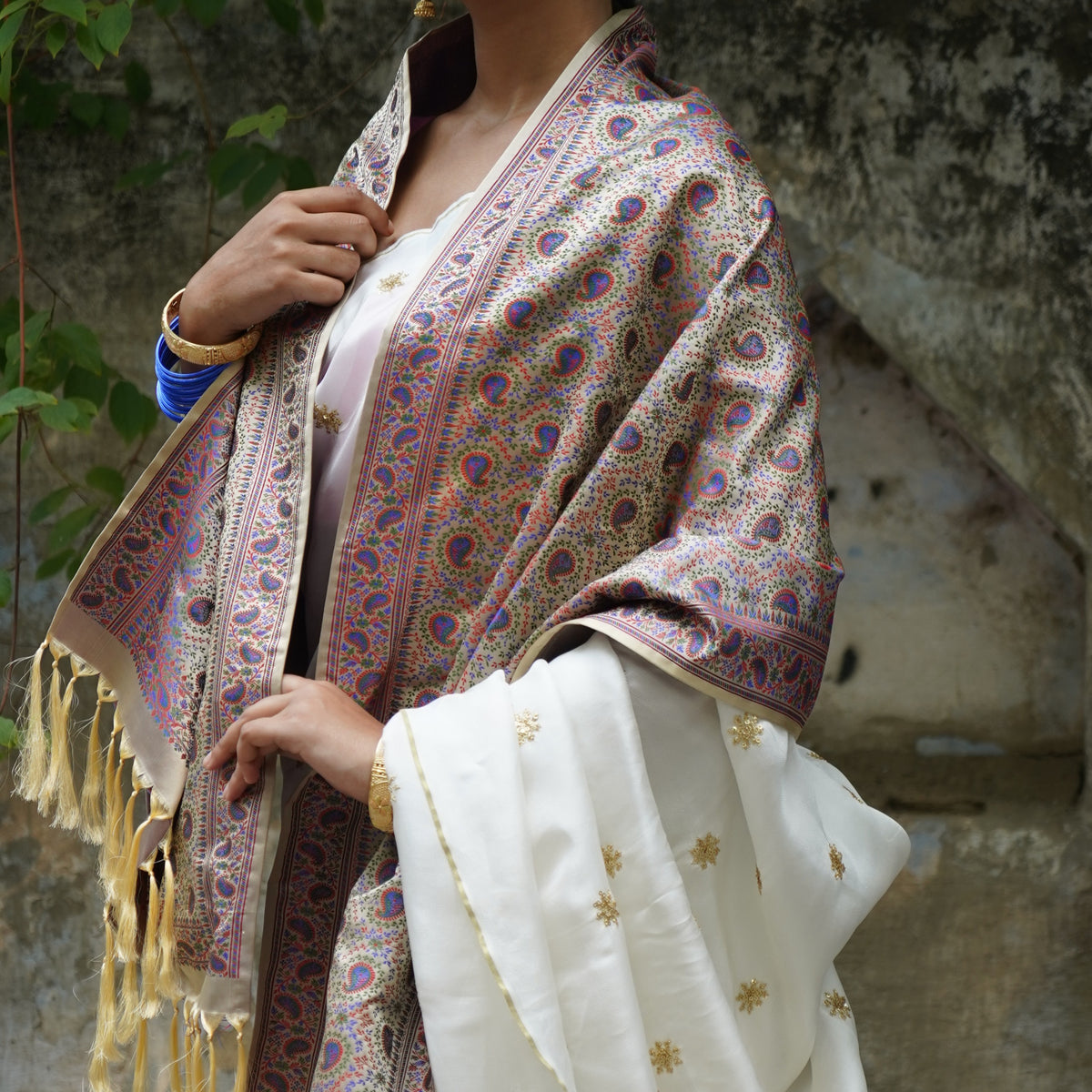 Persian Beige Silk Stole