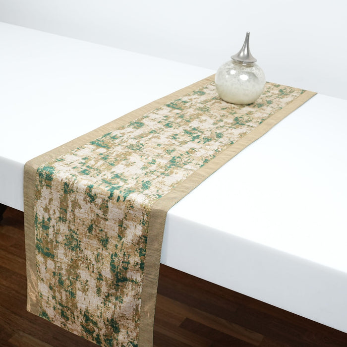 Handcrafted Table Runner Beige & Rustic Green - Elegant & Designer Durable Runner