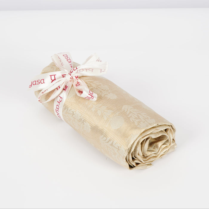 Light Gold Handloom Pure Silk Fabric: Sustainable Fashion Wear (2.5 Meter)