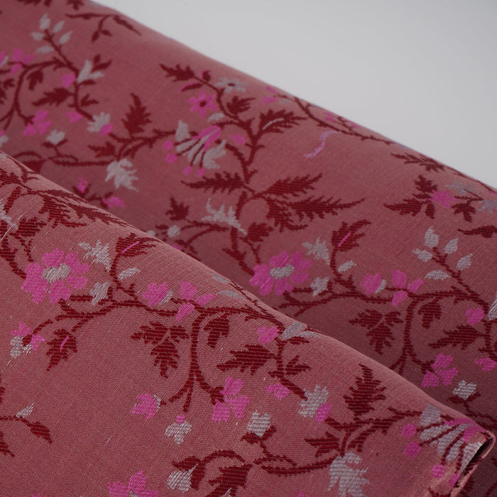 Red Rose Silk Fabric: Sustainable Fashion Wear (4.5 Meter)