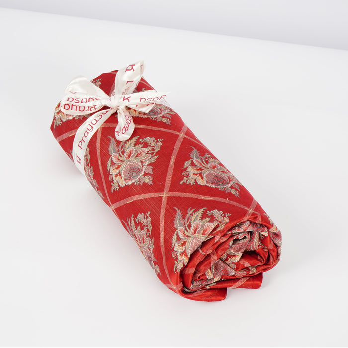 Red Raw Silk Fabric - 6 Meter Roll - Sustainable Fashion