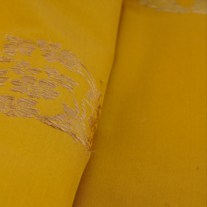 Yellow Raw Banarasi Silk Fabric: 6.5 meters, Sustainable Weave