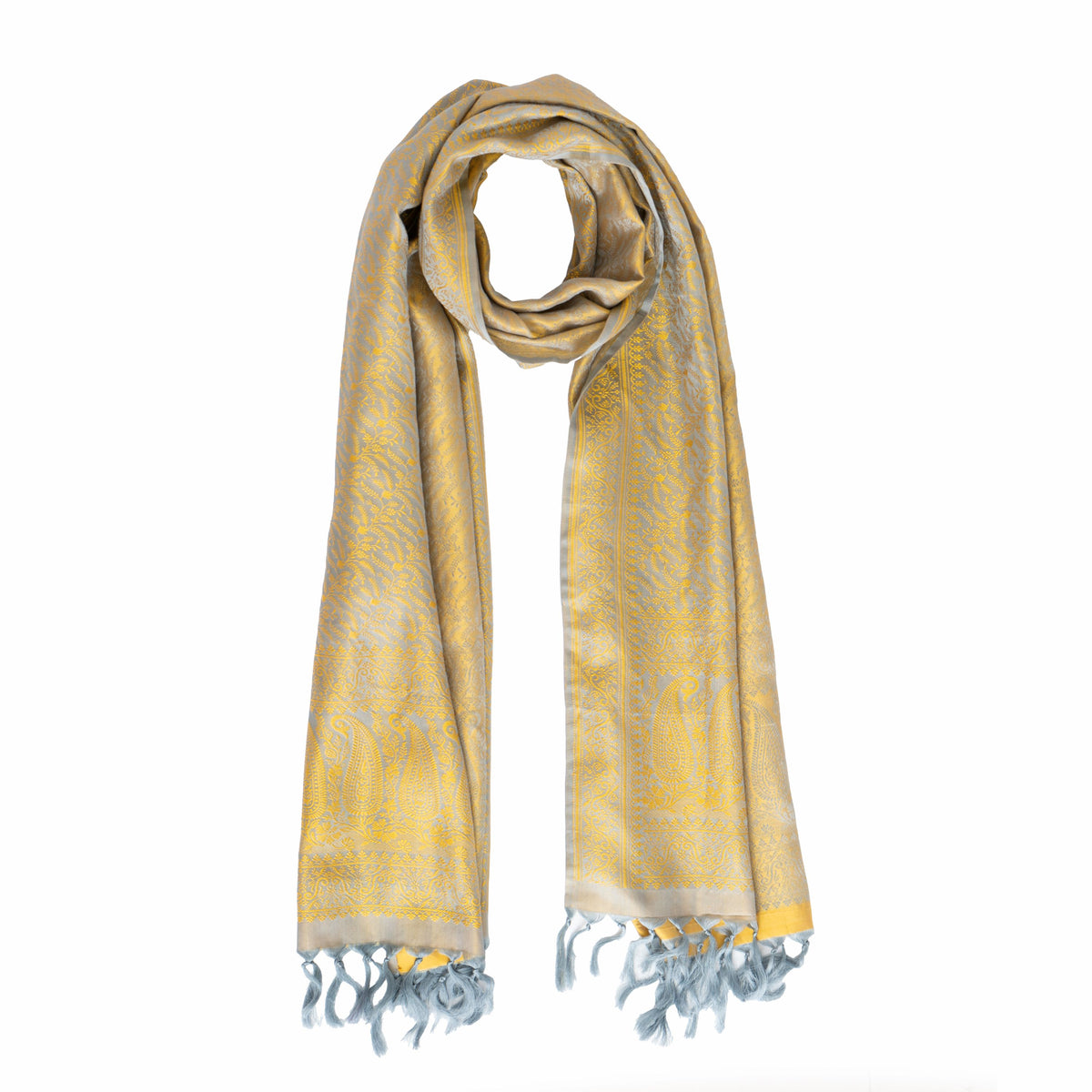 Grey & Gold Tanchoi Silk Stole