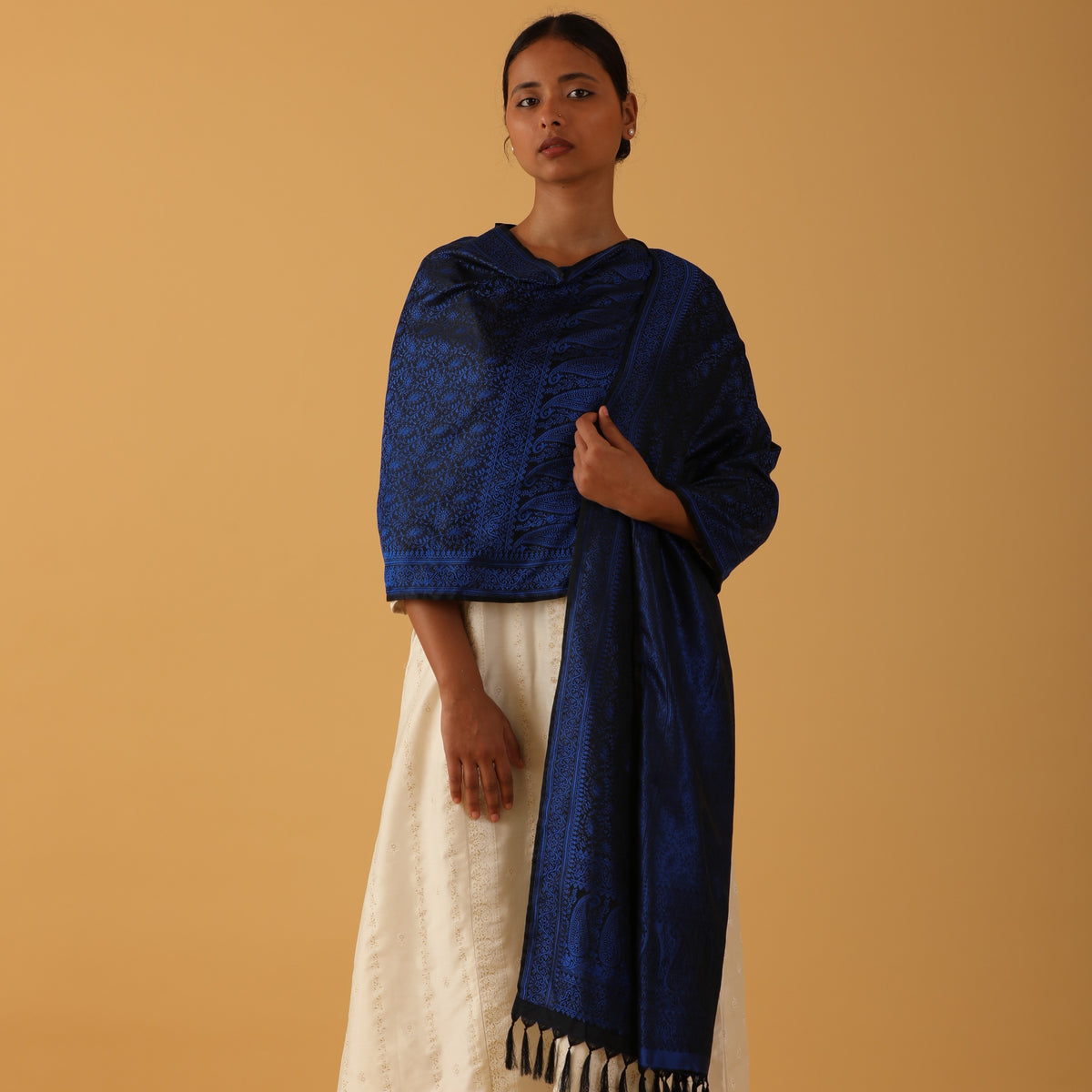 Midnight Bloom Silk Stole