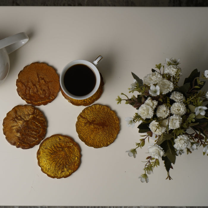 RESIN COASTERS - SOLID RUSTIC MUSTARD - SET OF 5