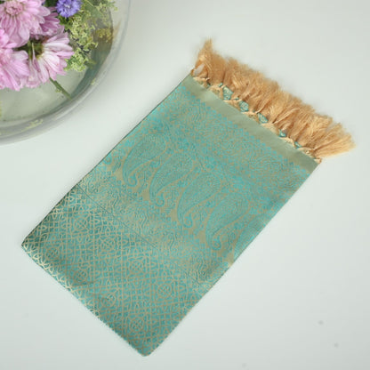 SILK STOLE - MINTED TEAL WEAVE LEAF