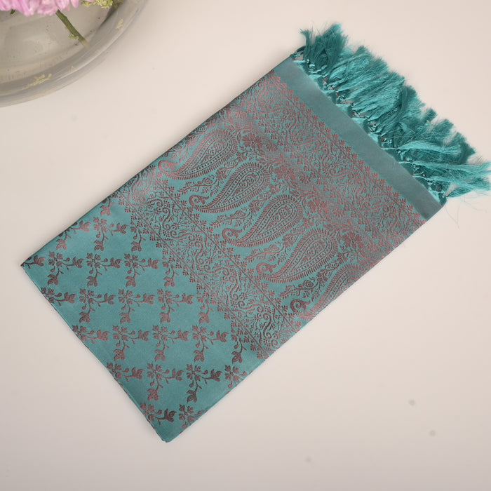 Dark Turquoise Mint Rose Silk Stole