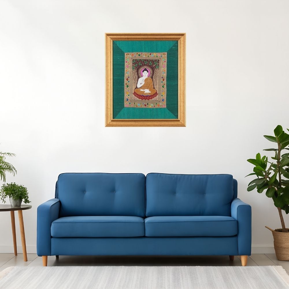 SILK TAPESTRY - BUDDHA ( SMALL  24" X 20 ")