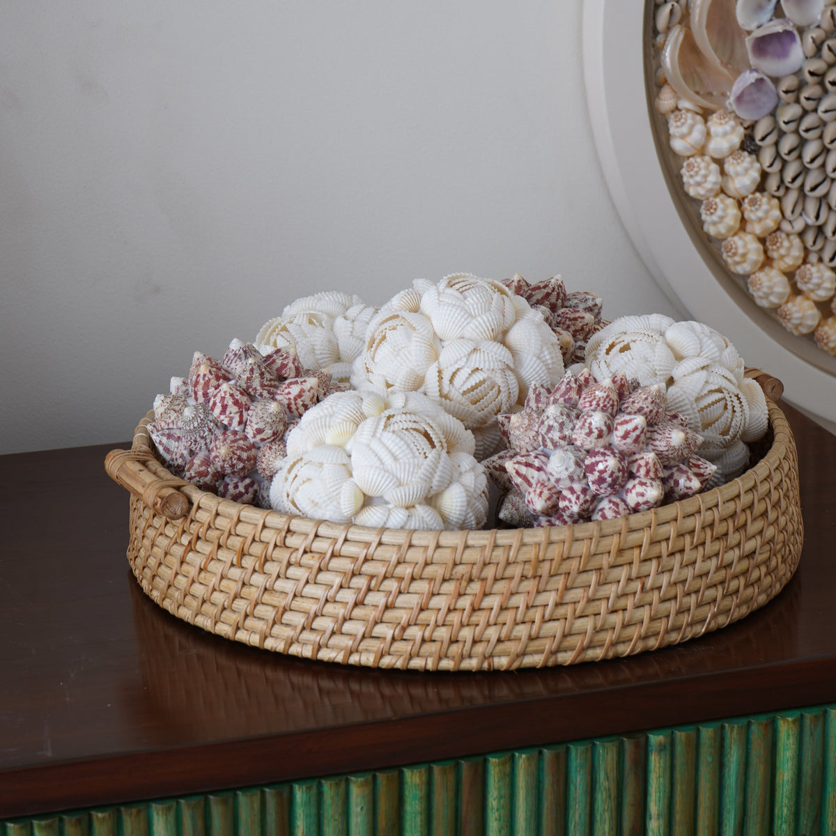 basket with seashells