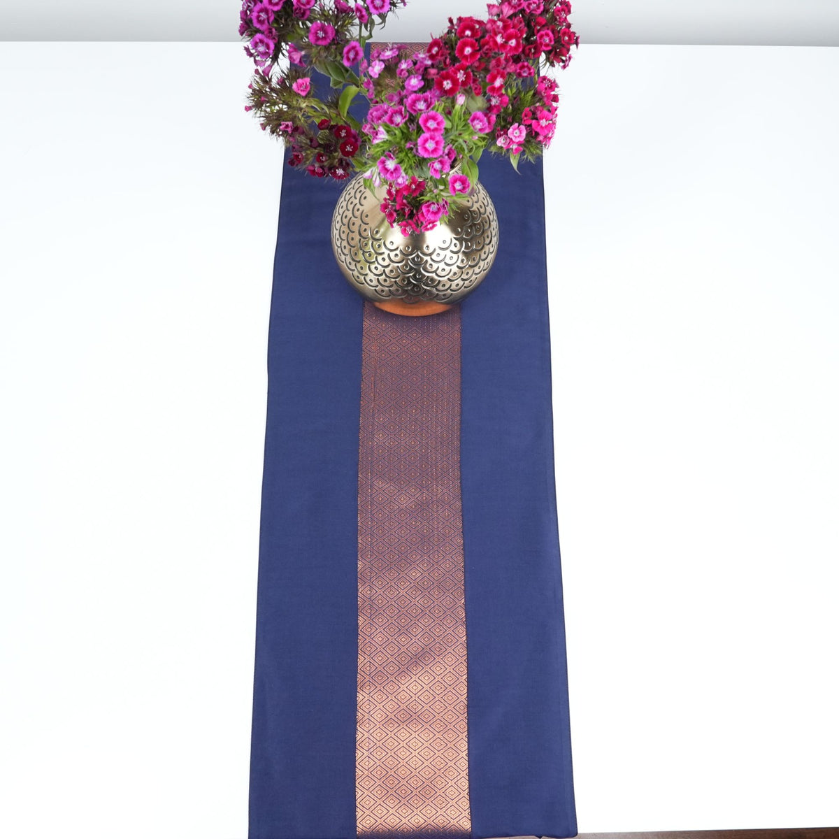 Navy Blue Silk Table Runner