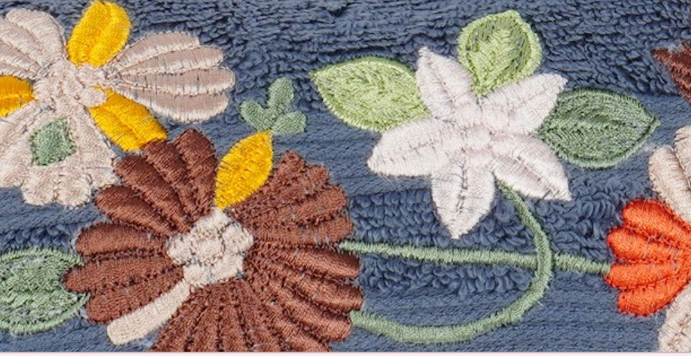 BATH TOWEL - TWILIGHT FLORA - BLUE