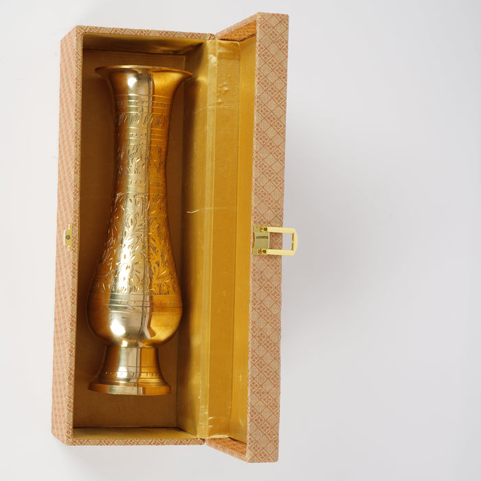 Vintage Floral Brass Vase