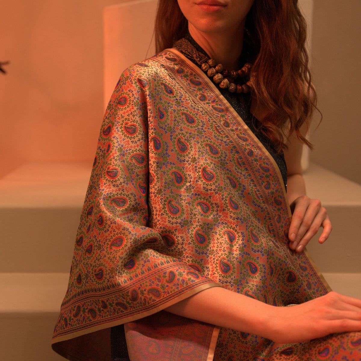 Persian Beige Silk Stole