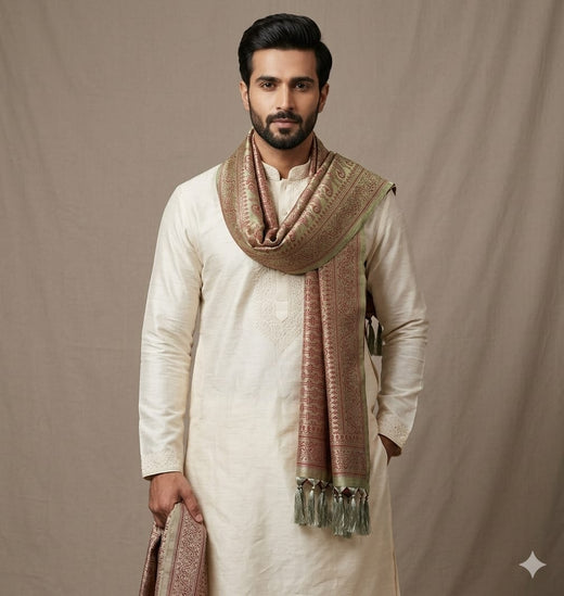 Handwoven Silk Men’s Scarf with Tassels – Premium Soft Fabric Octavia Design