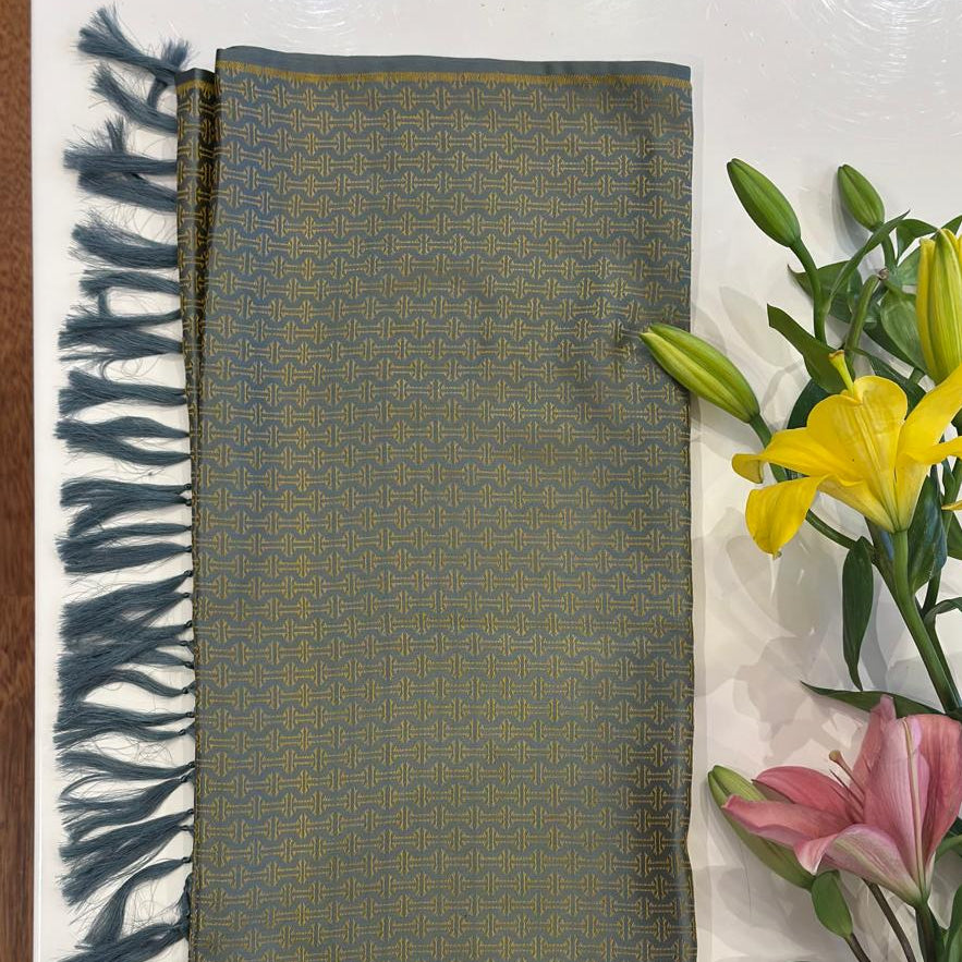 SILK STOLE -GREY & GOLD