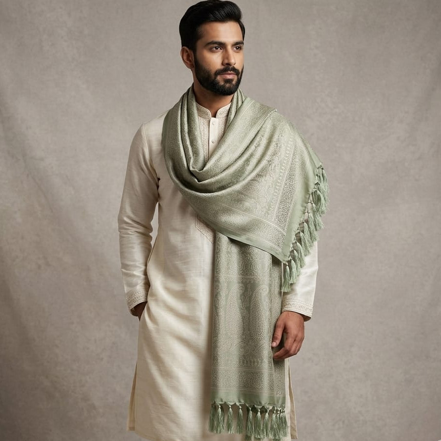 Sage Green Silk Men’s Scarf
