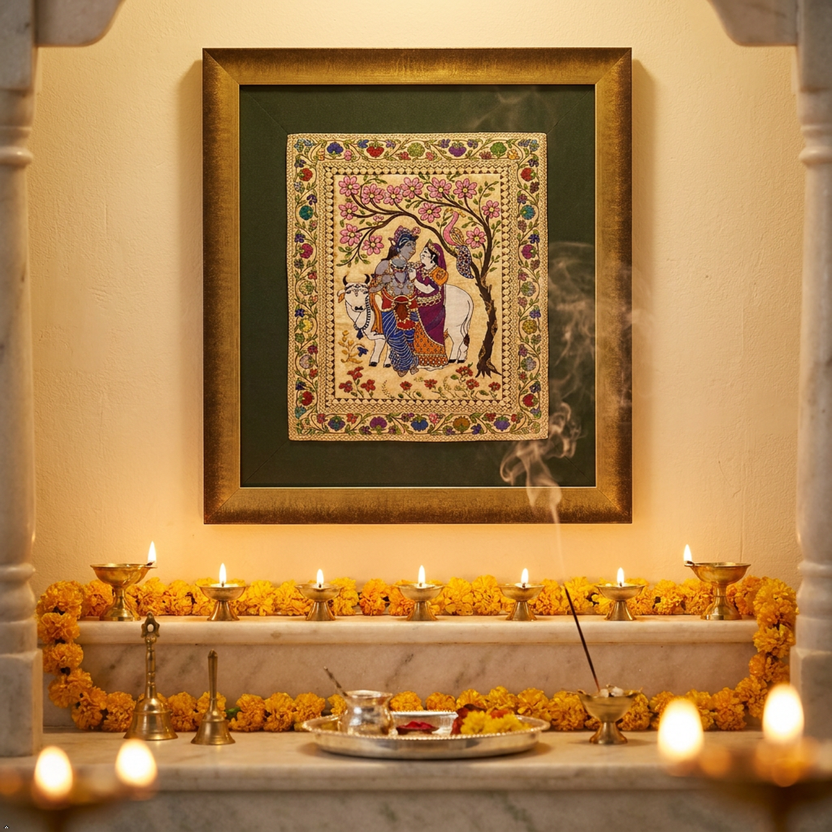Radha & Krishna Silk Tapestry