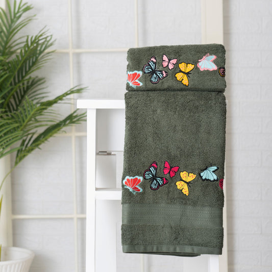 BATH TOWEL SET OF 2 | BUTTERFLY DESIGN
