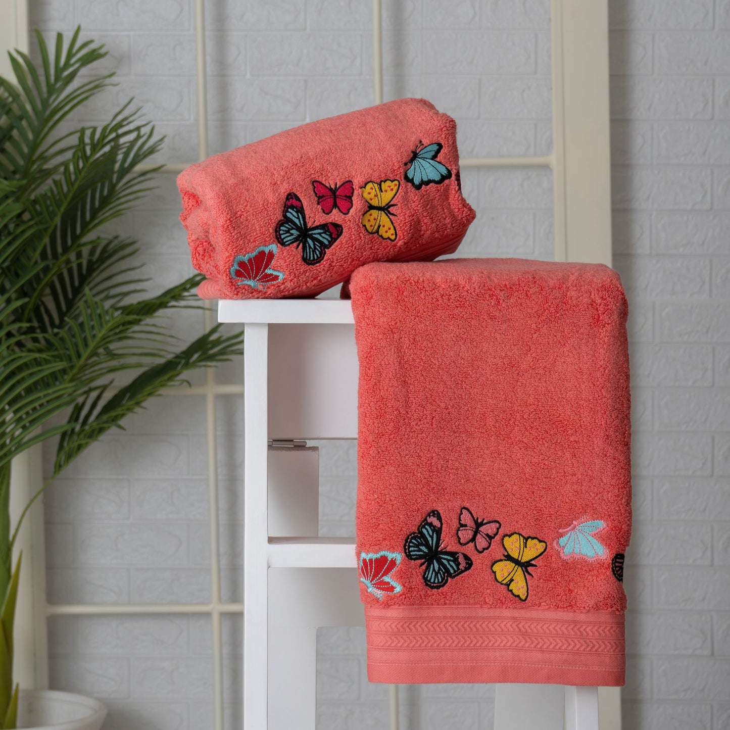 BATH TOWEL SET OF 2 | BUTTERFLY DESIGN