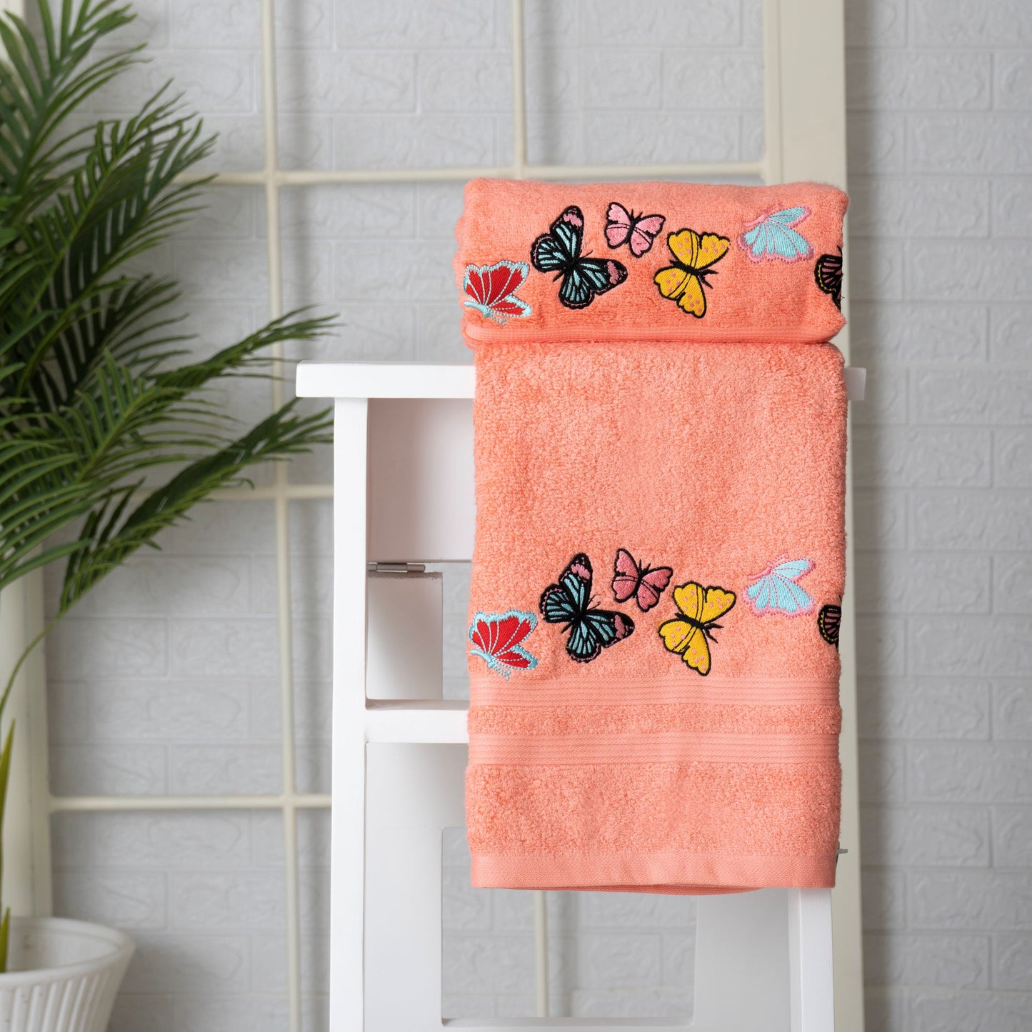 BATH TOWEL SET OF 2 | BUTTERFLY DESIGN