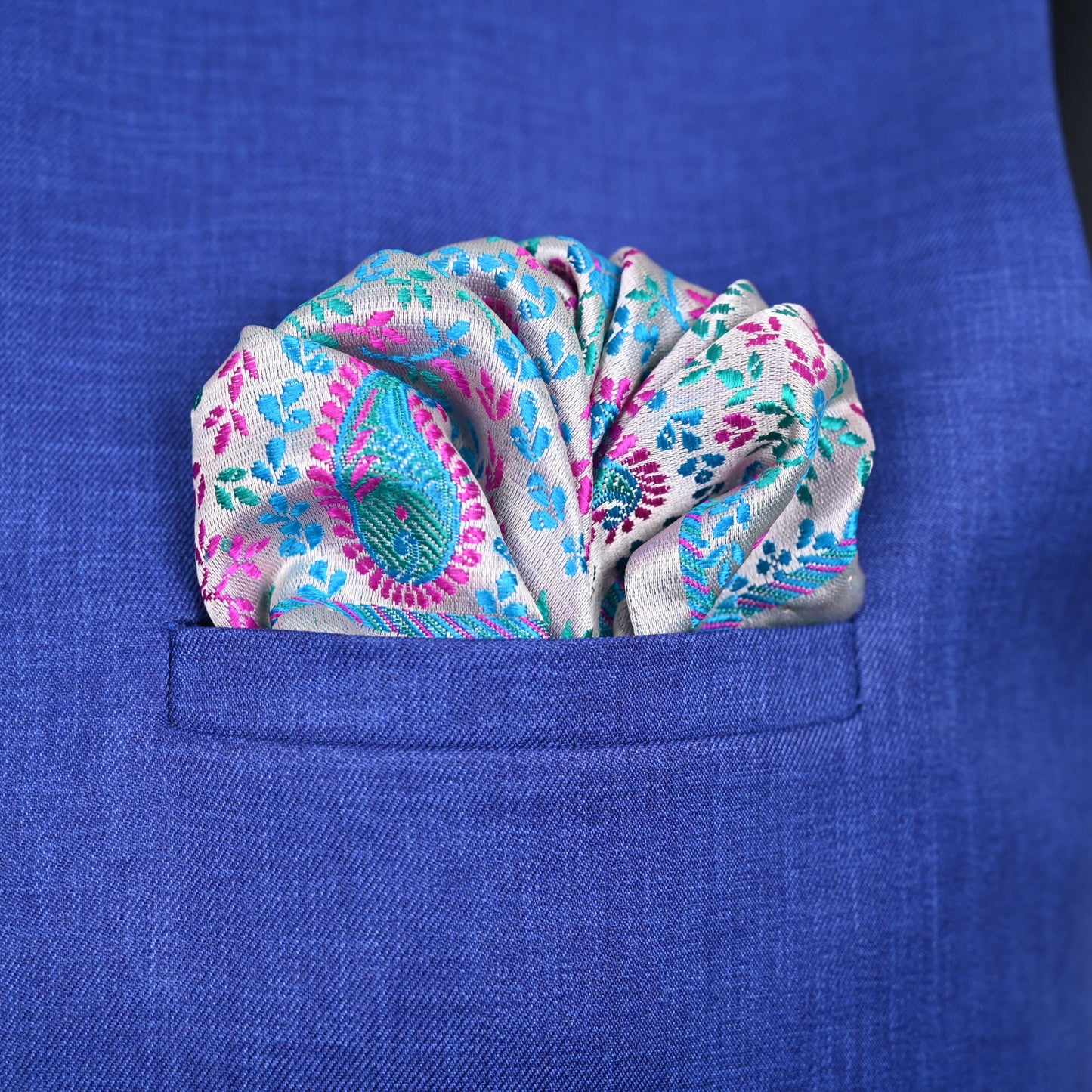 FOUR COLOR SILK POCKET SQUARE | PERSIAN DESIGN AND RAINBOW