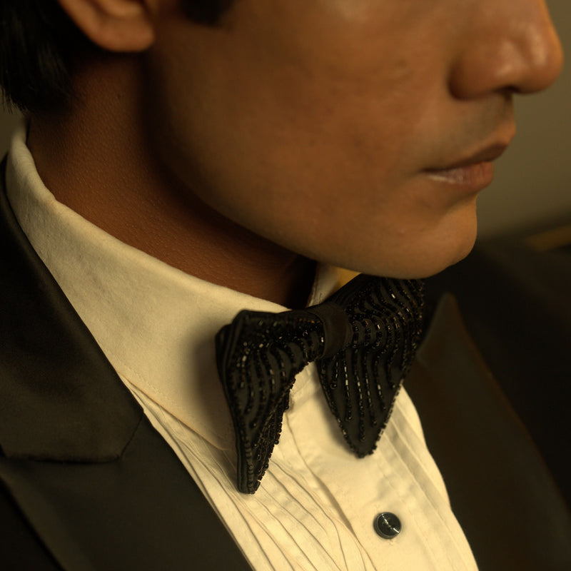 Black bow tie for men