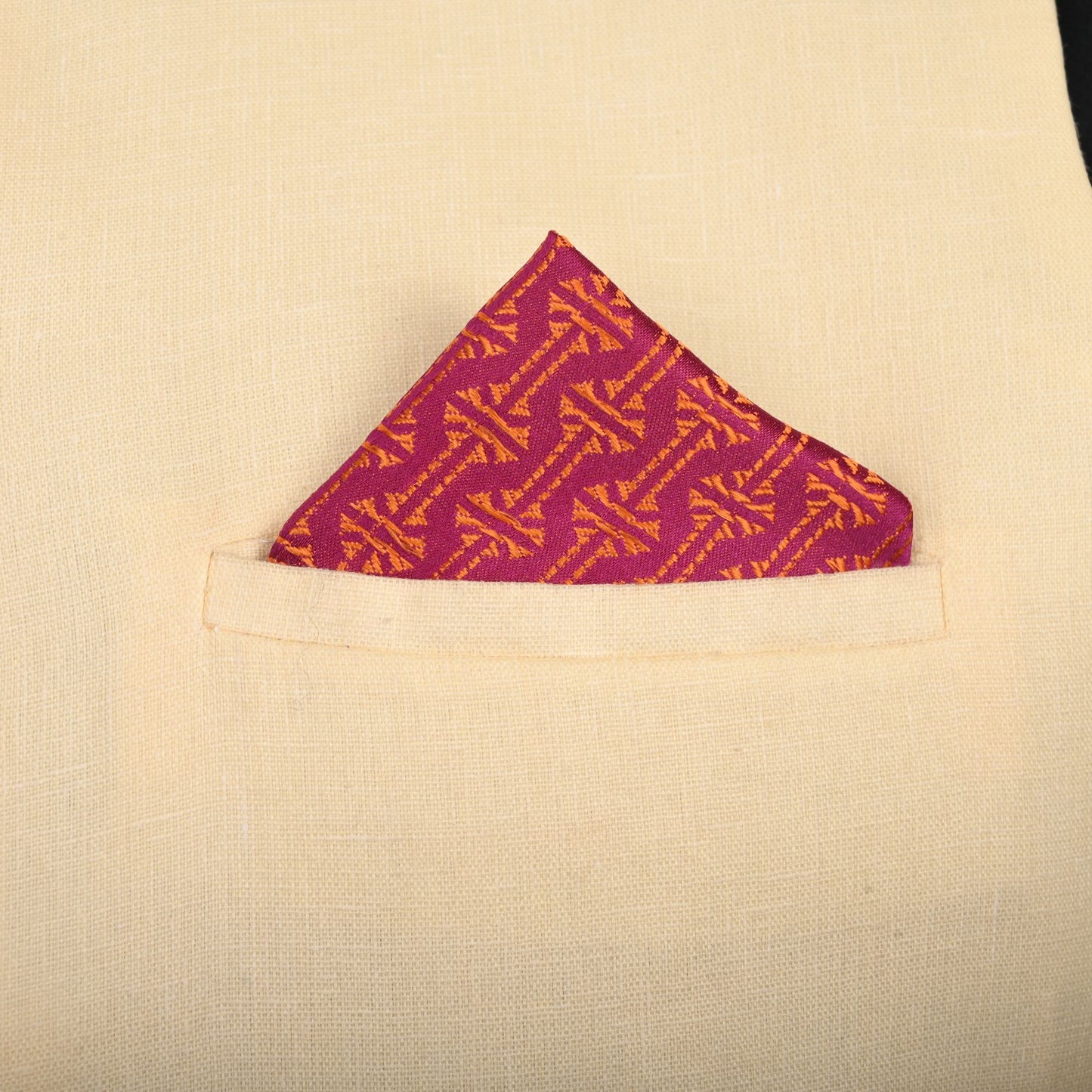 TWO COLOR  SILK POCKET SQUARE | SINGLE | FISH TAIL AND OCTAVIA DESIGN