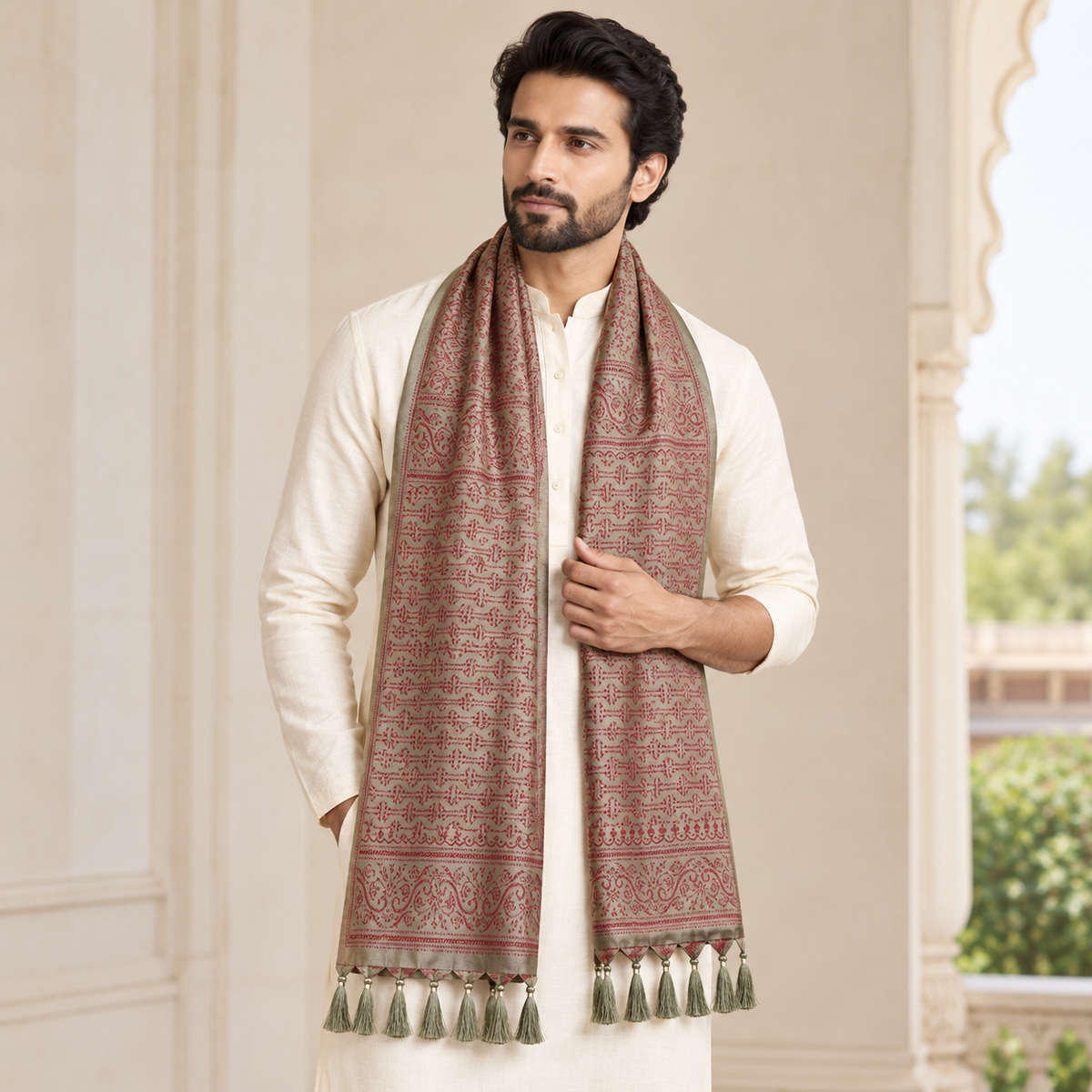 Green & Brown Octavia Design Men’s Silk Scarf