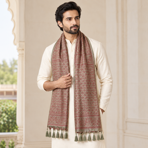 Green & Brown Octavia Design Men’s Silk Scarf