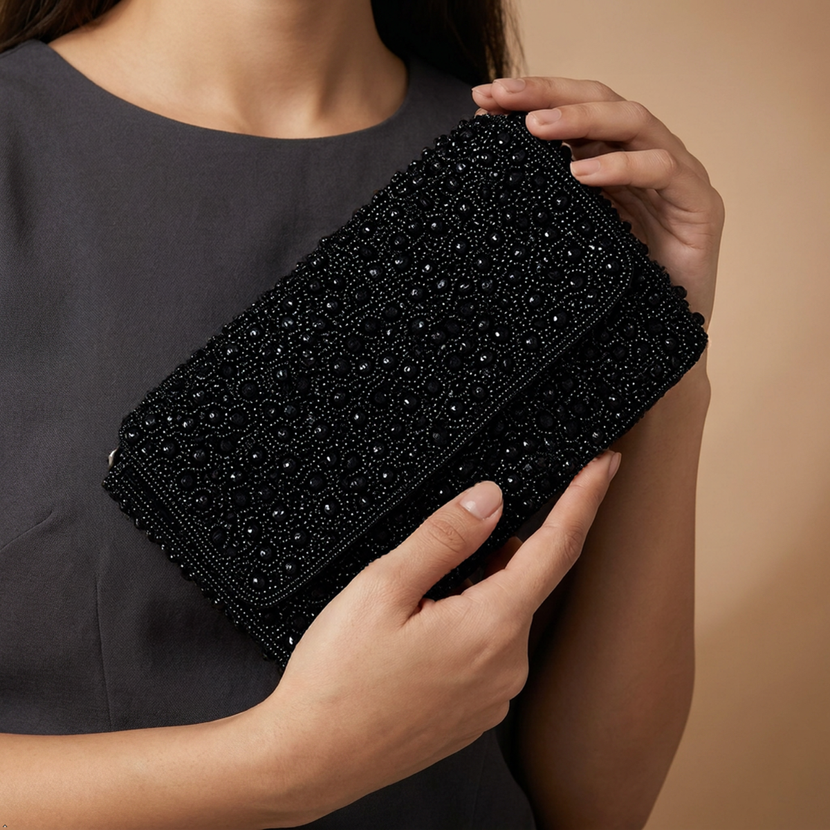 Black Moonlit Black Clutch for Women