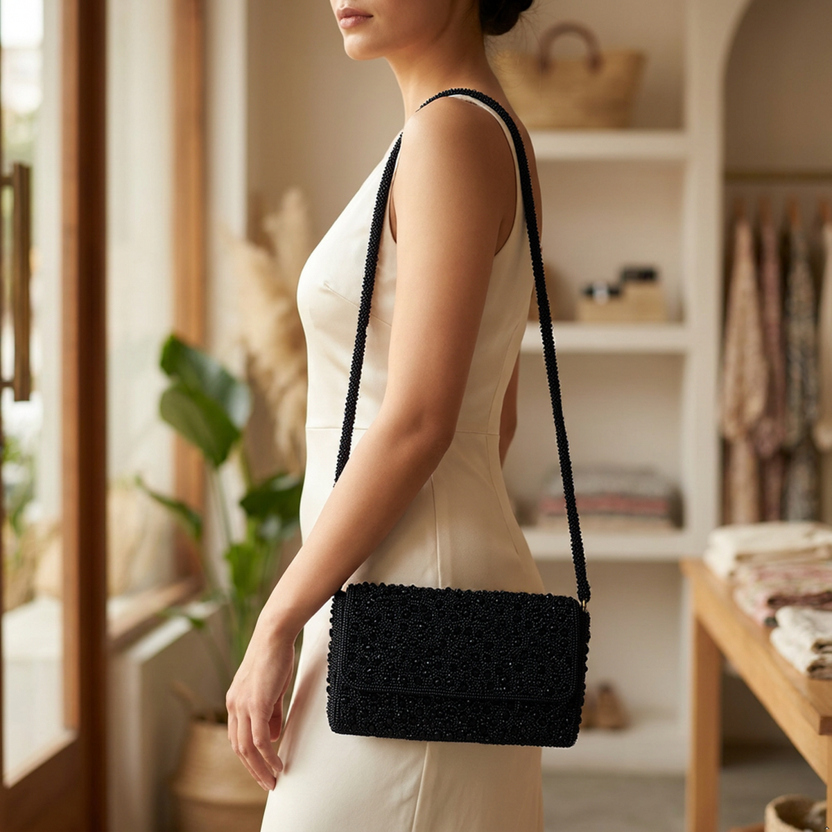 Black Moonlit Black Clutch for Women